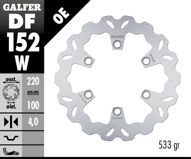 Galfer Bremseskive, W, Fast, 220x4mm 