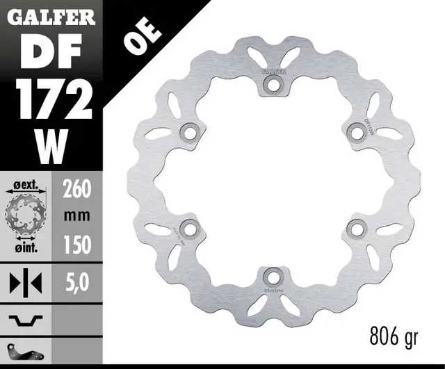 Galfer Bremseskive, W, Fast, 260x5mm 