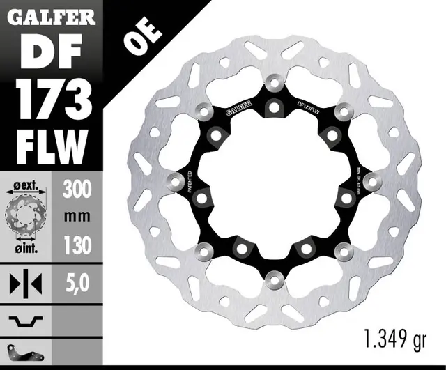 Galfer Bremseskive W, Flytende (C. Stål) 300x5mm 