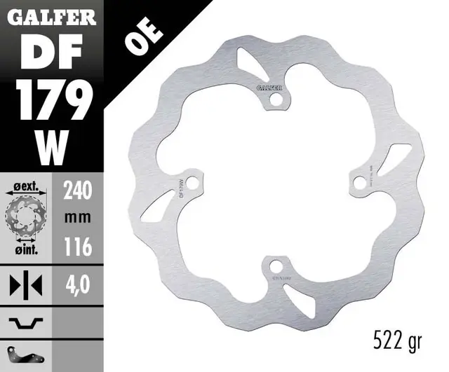 Galfer Bremseskive, W, Fast, 240x4mm 