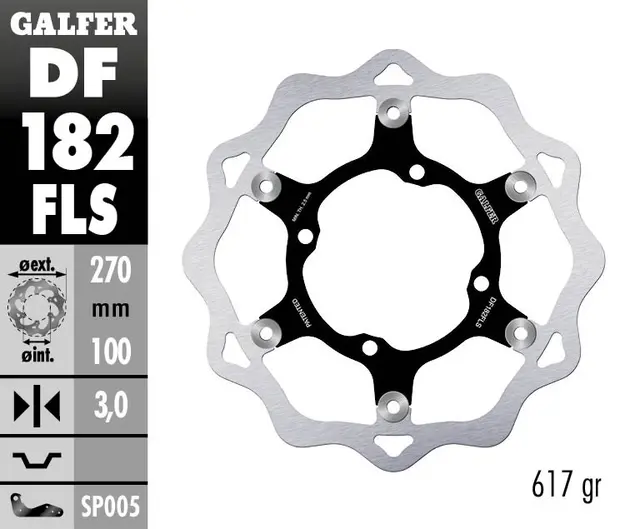Galfer Bremseskive W, Flytende Oversize,  (C. Stål) 270x3mm 