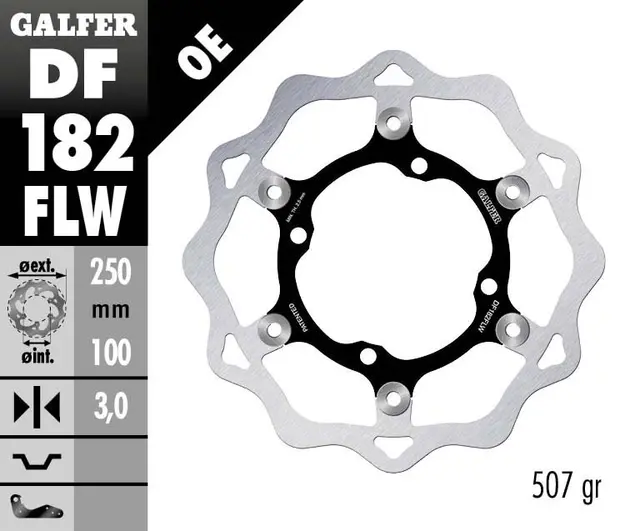 Galfer Bremseskive W, Flytende (C. Stål) 250x3mm 