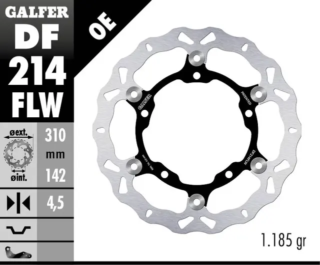 Galfer Bremseskive W, Flytende (C. Stål) 310X4,5mm 