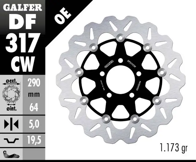 Galfer Bremseskive W, Flytende Kompl. (C. Alu.) 290x5mm 