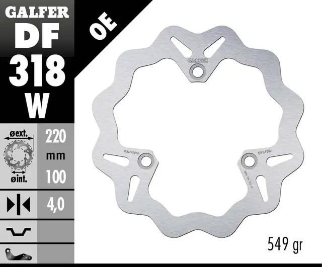 Galfer Bremseskive, W, Fast, 220x4mm 