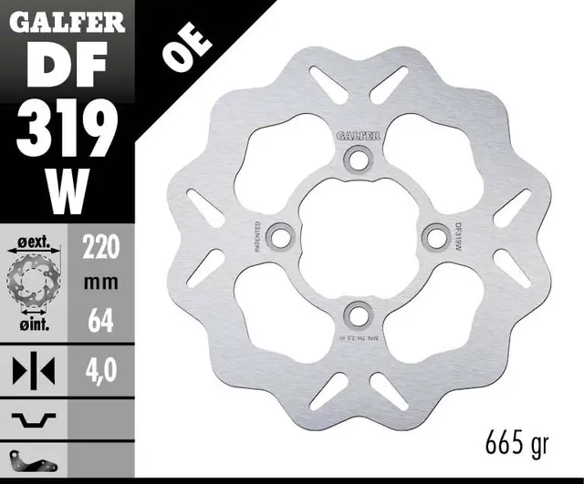 Galfer Bremseskive, W, Fast, 220x4mm 