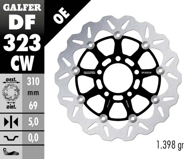 Galfer Bremseskive W, Flytende Kompl. (C. Alu.) 310x5mm 