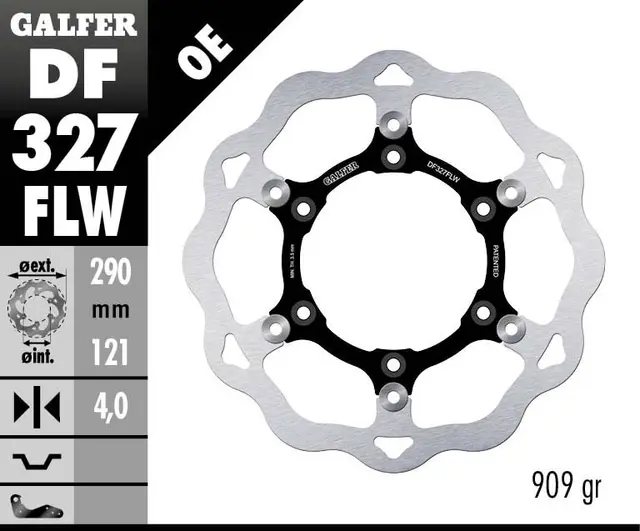 Galfer Bremseskive W, Flytende (C. Stål) 290x4mm 
