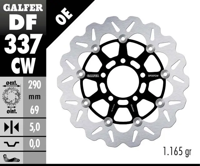Galfer Bremseskive W, Flytende Kompl. (C. Alu.) 290x5mm 