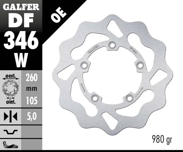 Galfer Bremseskive, W, Fast, 260x5mm 