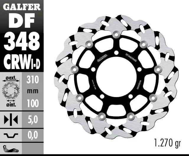 Galfer Bremseskive W, Flytende Slisset Høyre (C. Alu.) 310x5mm 