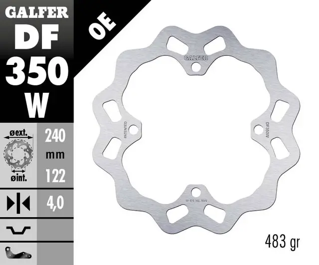 Galfer Bremseskive, W, Fast, 240x4mm 