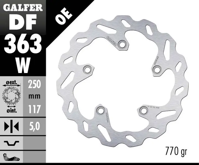 Galfer Bremseskive, W, Fast, 250x5mm 