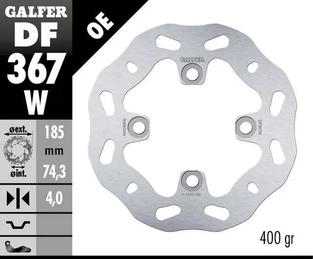 Galfer Bremseskive, W, Fast, 185x4mm 
