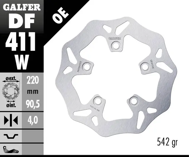 Galfer Bremseskive, W, Fast, 220x4mm 