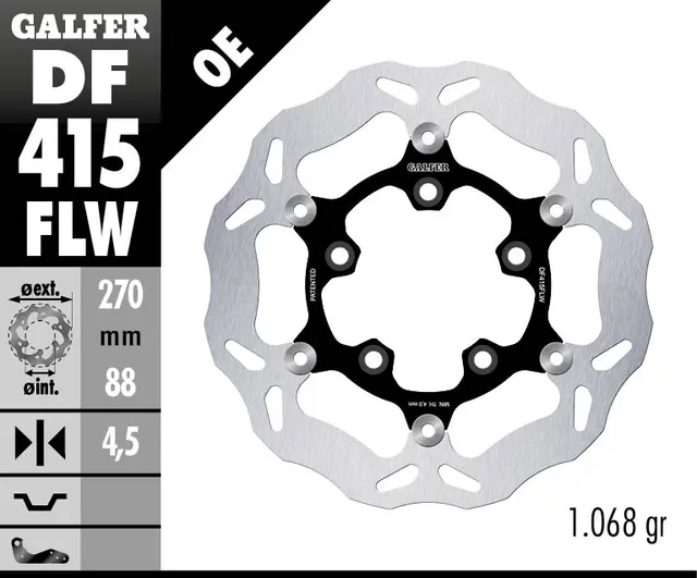 Galfer Bremseskive W, Flytende (C. Stål) 270x4.5mm 