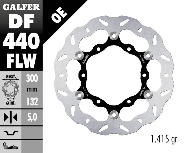 Galfer Bremseskive W, Flytende (C. Stål) 300x5mm 