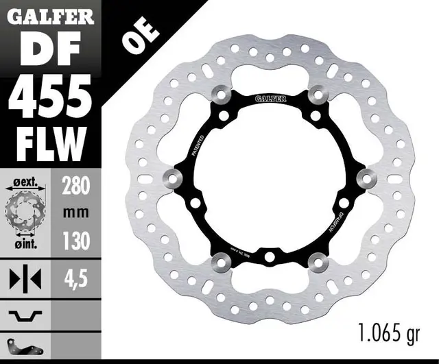 Galfer Bremseskive W, Flytende (C. Stål) 280x4,5mm 