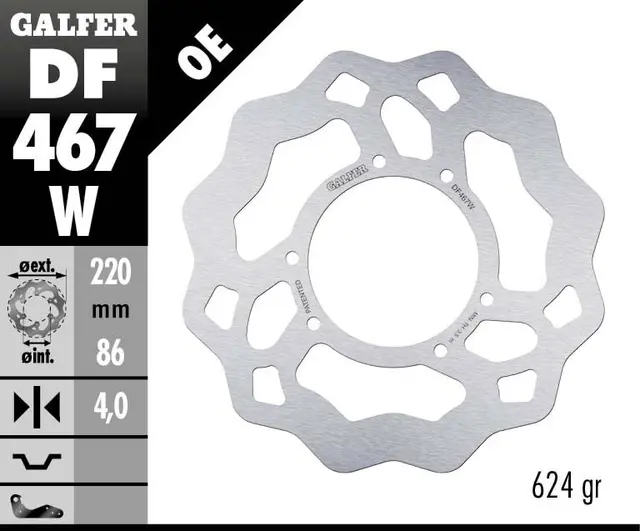 Galfer Bremseskive, W, Fast, 220x4mm 