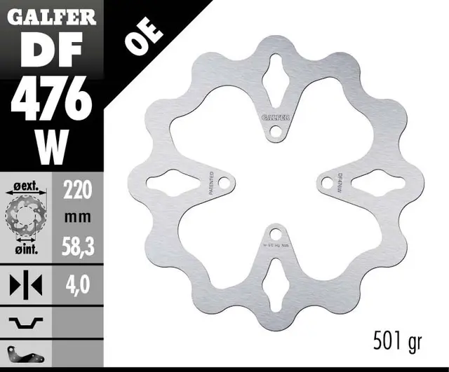 Galfer Bremseskive, W, Fast, 220x4mm 