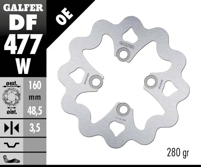 Galfer Bremseskive, W, Fast, 160x3,5mm 