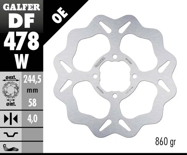 Galfer Bremseskive, W, Fast, 244,5x4mm 