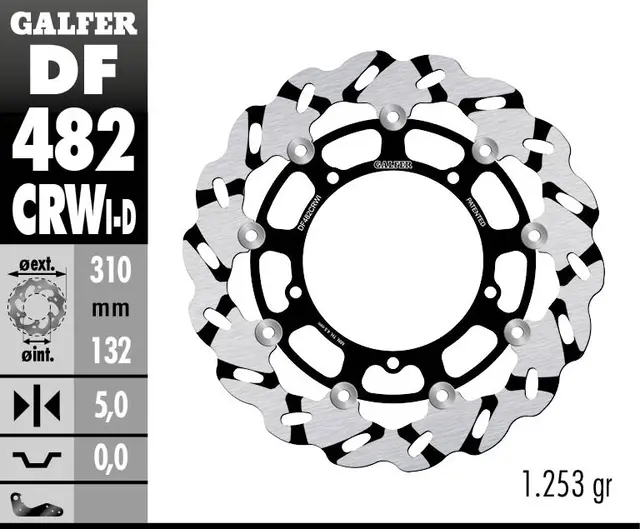 Galfer Bremseskive W, Flytende Slisset Venstre (C. Alu.) 310x5mm 