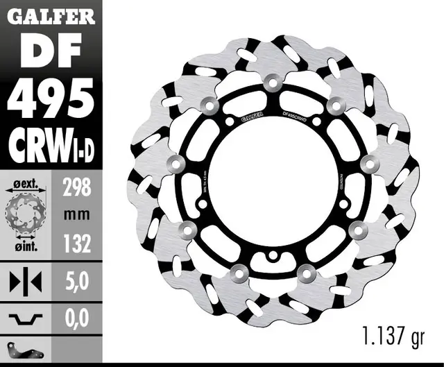 Galfer Bremseskive W, Flytende Slisset Høyre (C. Alu.) 298x5mm 