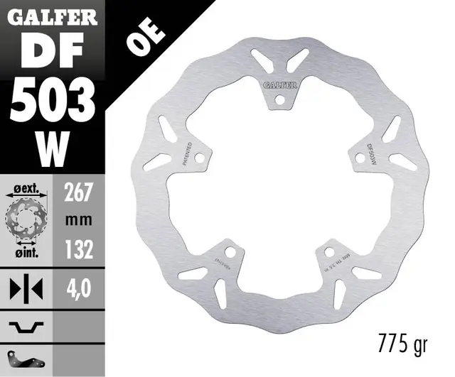 Galfer Bremseskive, W, Fast, 267x4mm 