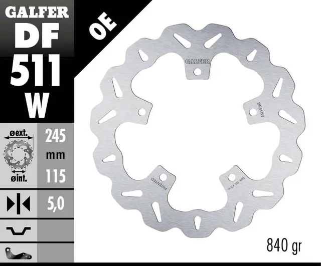 Galfer Bremseskive, W, Fast, 245x5mm 