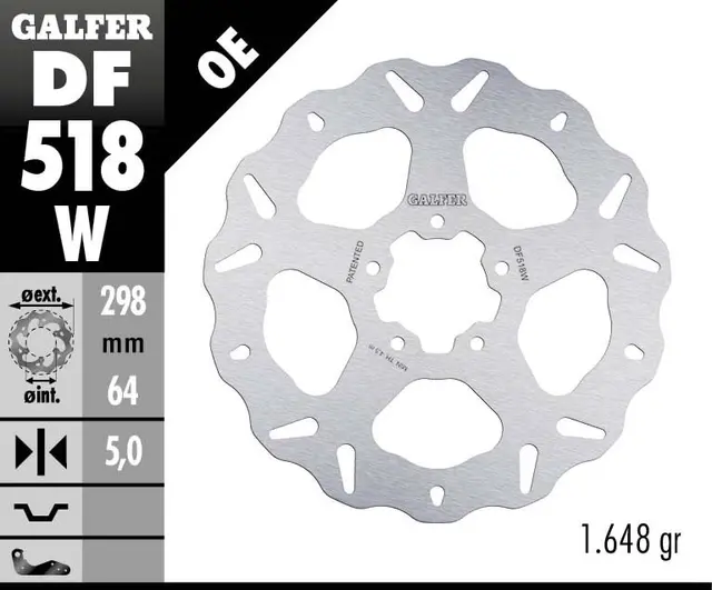 Galfer Bremseskive, W, Fast, 298x5mm 