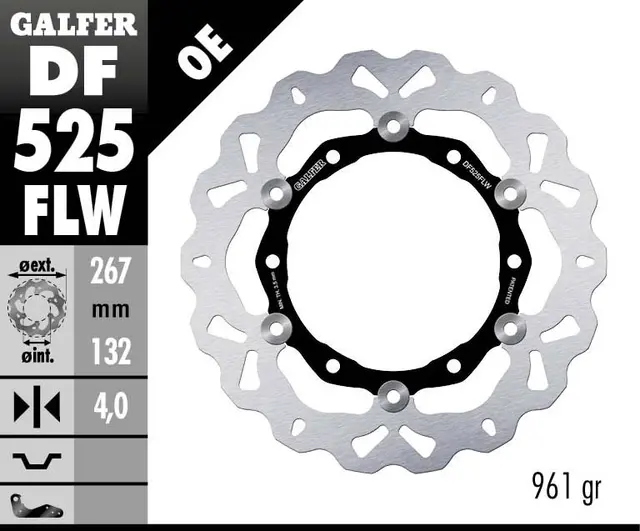 Galfer Bremseskive W, Flytende (C. Stål) 267x4mm 