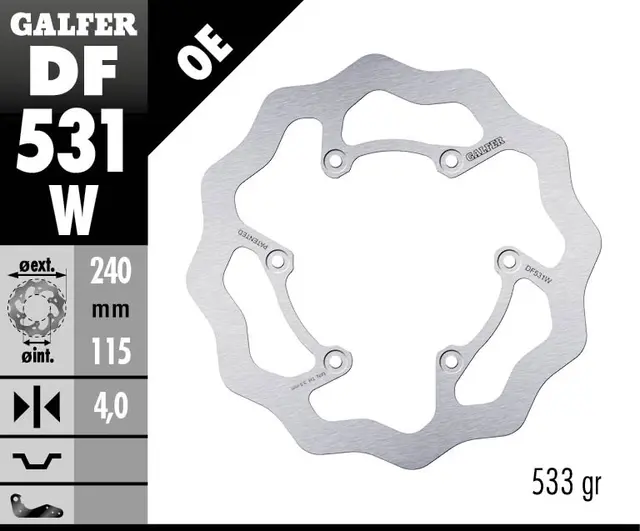 Galfer Bremseskive, W, Fast, 240x4mm 