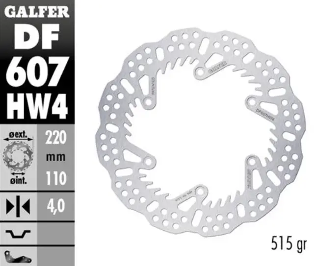 Galfer Bremseskive SHARK, Fast ø220x4mm MX Bak, ø220x4mm 
