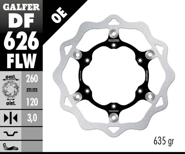 Galfer Bremseskive W, Flytende (C. Stål) 260x3mm 