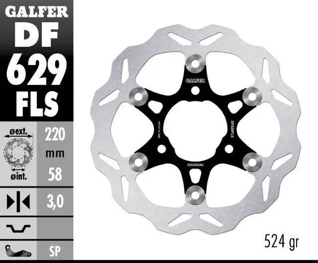 Galfer Bremseskive W, Flytende Oversize (C. Stål) 220x3mm 