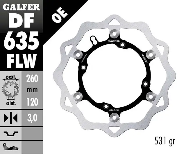 Galfer Bremseskive W, Flytende (C. Stål) 260x3mm 
