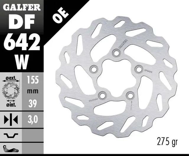 Galfer Bremseskive, W, Fast, 155x3mm 