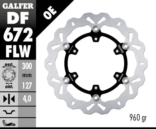 Galfer Bremseskive W, Flytende (C. Stål) 300x4mm 