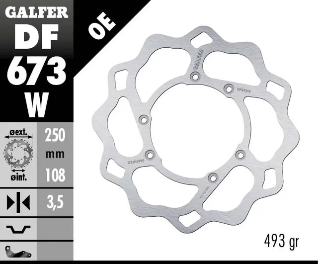 Galfer Bremseskive, W, Fast, 250x3,5mm 