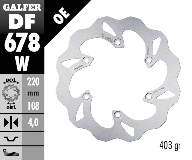 Galfer Bremseskive, W, Fast, 220x4mm 