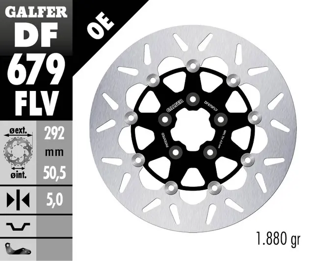 Galfer Bremseskive, Flytende Rund (C. Stål) 292x5mm 