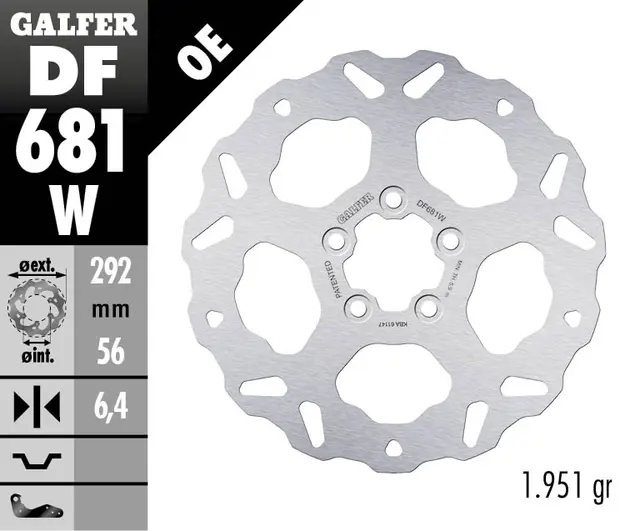 Galfer Bremseskive, W, Fast, 292x6.4mm 