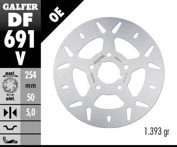 Galfer Bremseskive, Fast, Rund, 254x5mm 