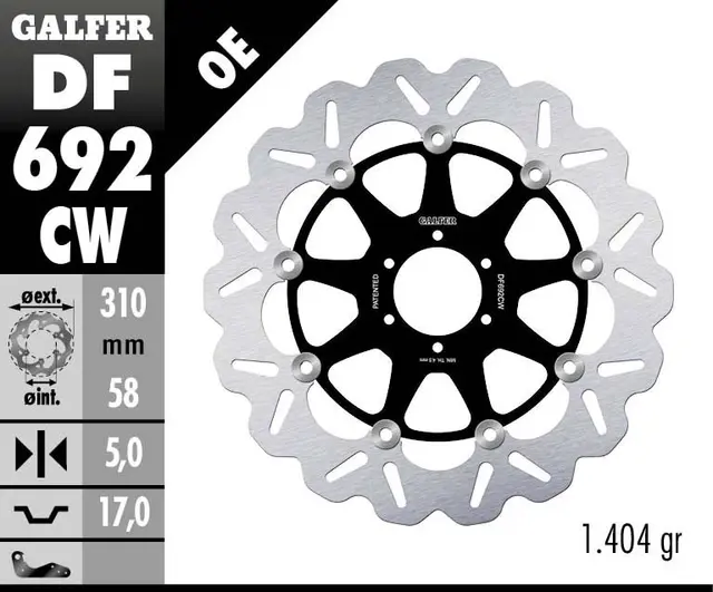 Galfer Bremseskive W, Flytende Kompl. (C. Alu.) 310x5mm 