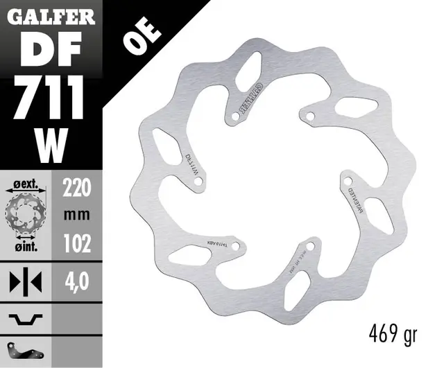 Galfer Bremseskive, W, Fast, 220x4mm 