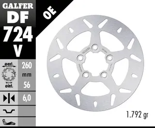 Galfer Bremseskive, Fast, Rund, 260x6mm