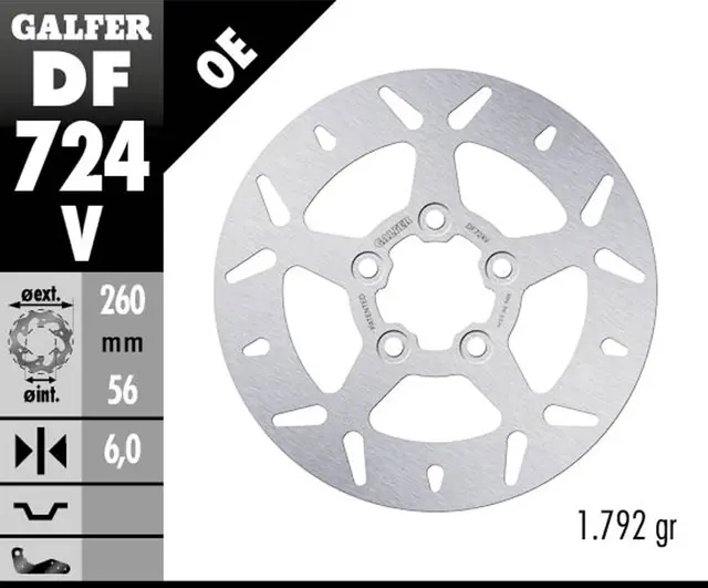 Galfer Bremseskive, Fast, Rund, 260x6mm 