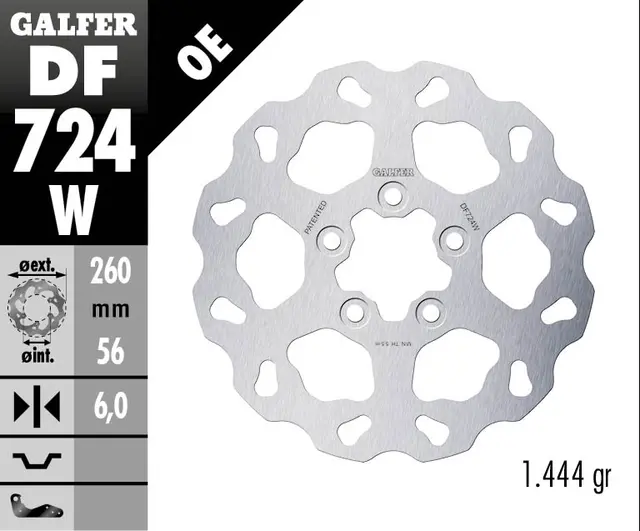 Galfer Bremseskive, W, Fast, 260x6mm 