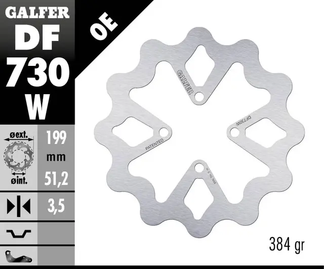 Galfer Bremseskive, W, Fast, 199x3,5mm 